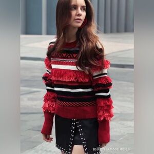 Gilli Marissa Striped Pullover “On The Fringe" Knit Sweater